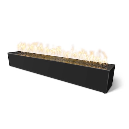 The Outdoor Plus 60 Rectangular Eaves Fire Pit, Powder Coated Metal, Black, Liquid Propane OPT-LBTPC60E12V-BLK-LP